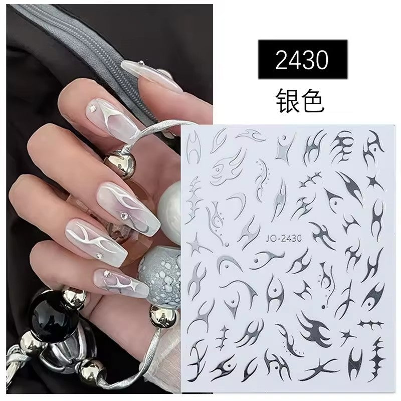 Joyful Nail 2430 - Abstract Nail Stickers (Silver)