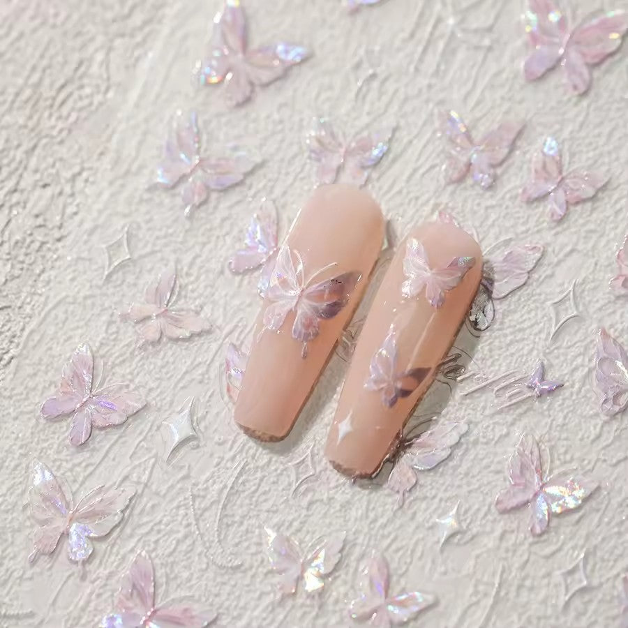 Tensor M-261 - Butterfly Nail Stickers (Holo Pink)