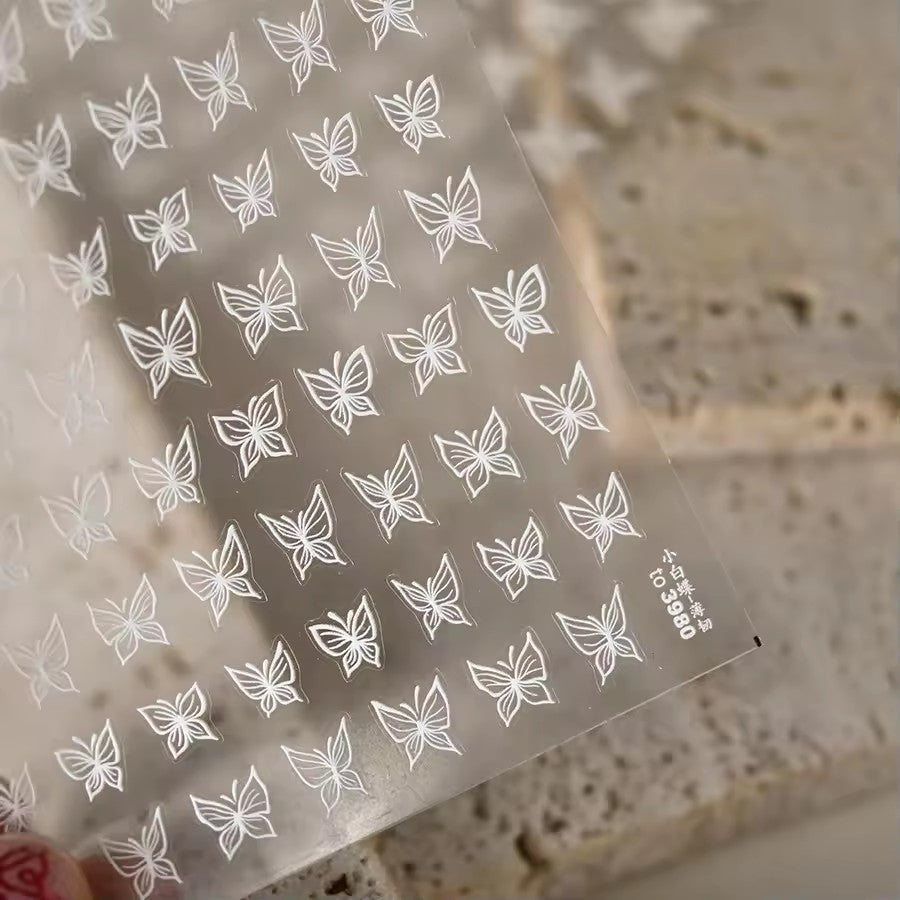 Tomoni Nailart 3980 - Butterfly Nail Stickers (White)