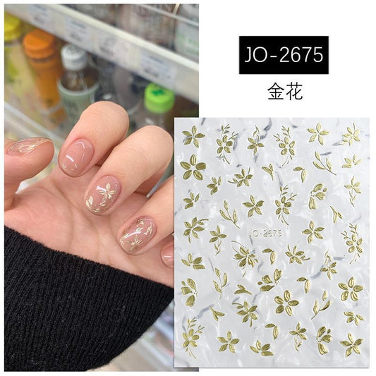 Joyful Nail 2675 - Flower Nail Stickers (Gold)