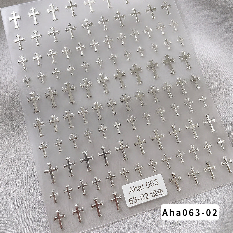 Aha 063-02 Cross Nail Stickers (Silver)