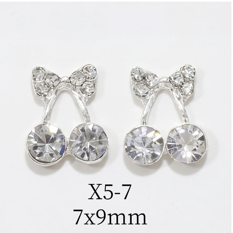Bow Cherry Nail Charms 25PK (Silver)