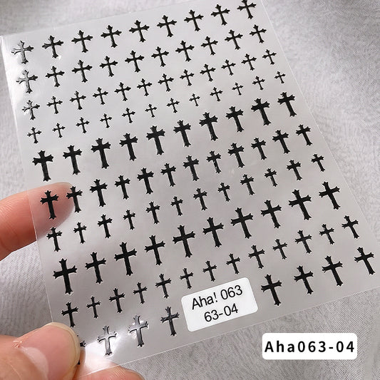Aha 063-04 Cross Nail Stickers (Black)