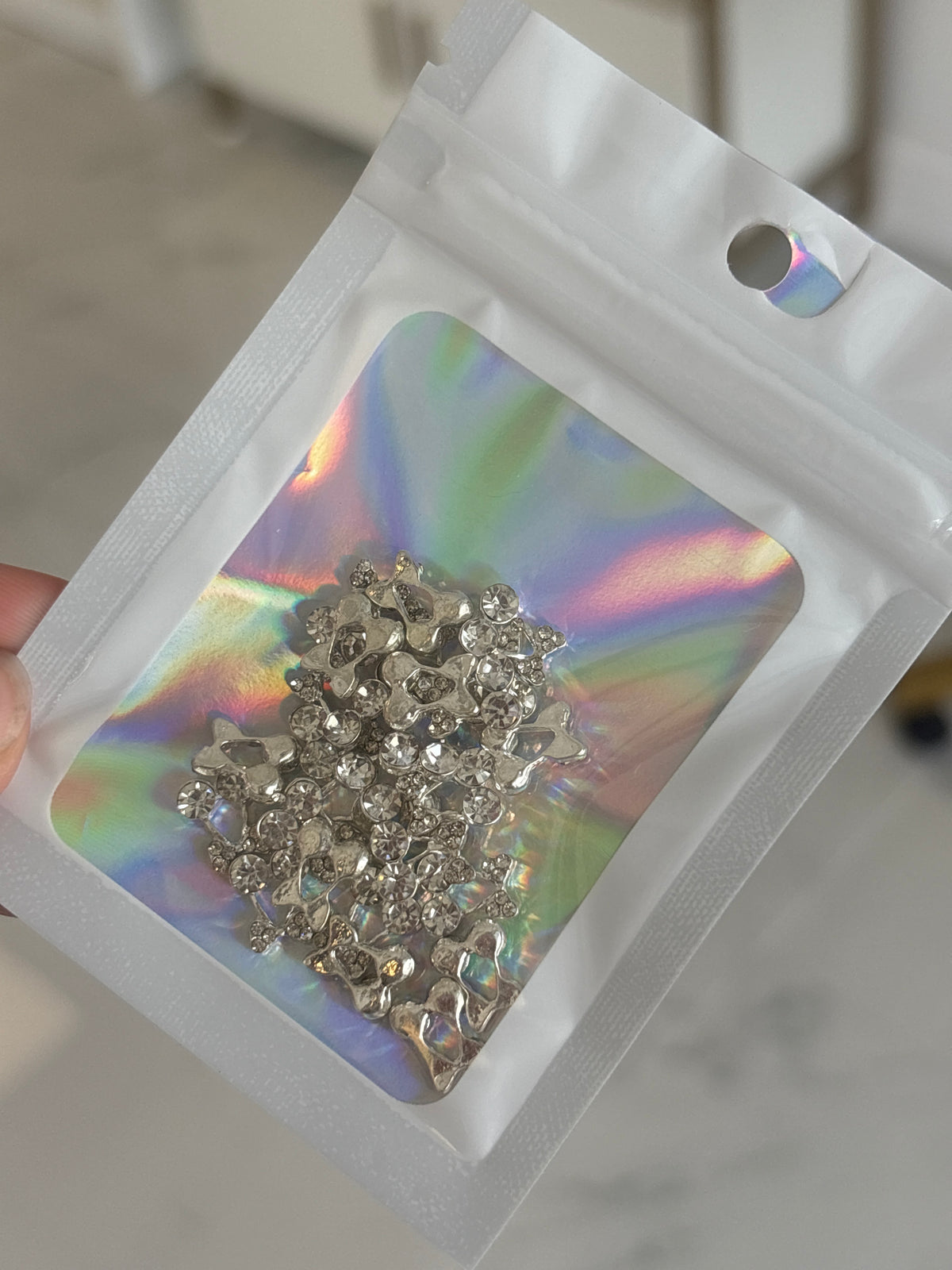 Bow Cherry Nail Charms 25PK (Silver)