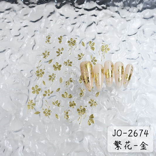 Joyful Nail 2674 - Flower Nail Stickers (Gold)