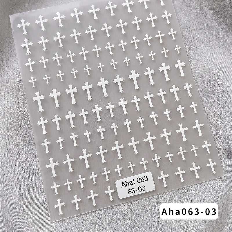 Aha 063-03 Cross Nail Stickers (White)