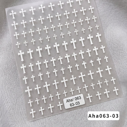 Aha 063-03 Cross Nail Stickers (White)