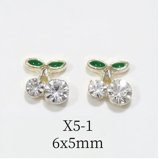 Mini Cherry Nail Charm 25PK (Gold/Silver)