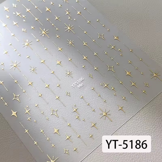 YT5186 - Star Nail Stickers (Gold)