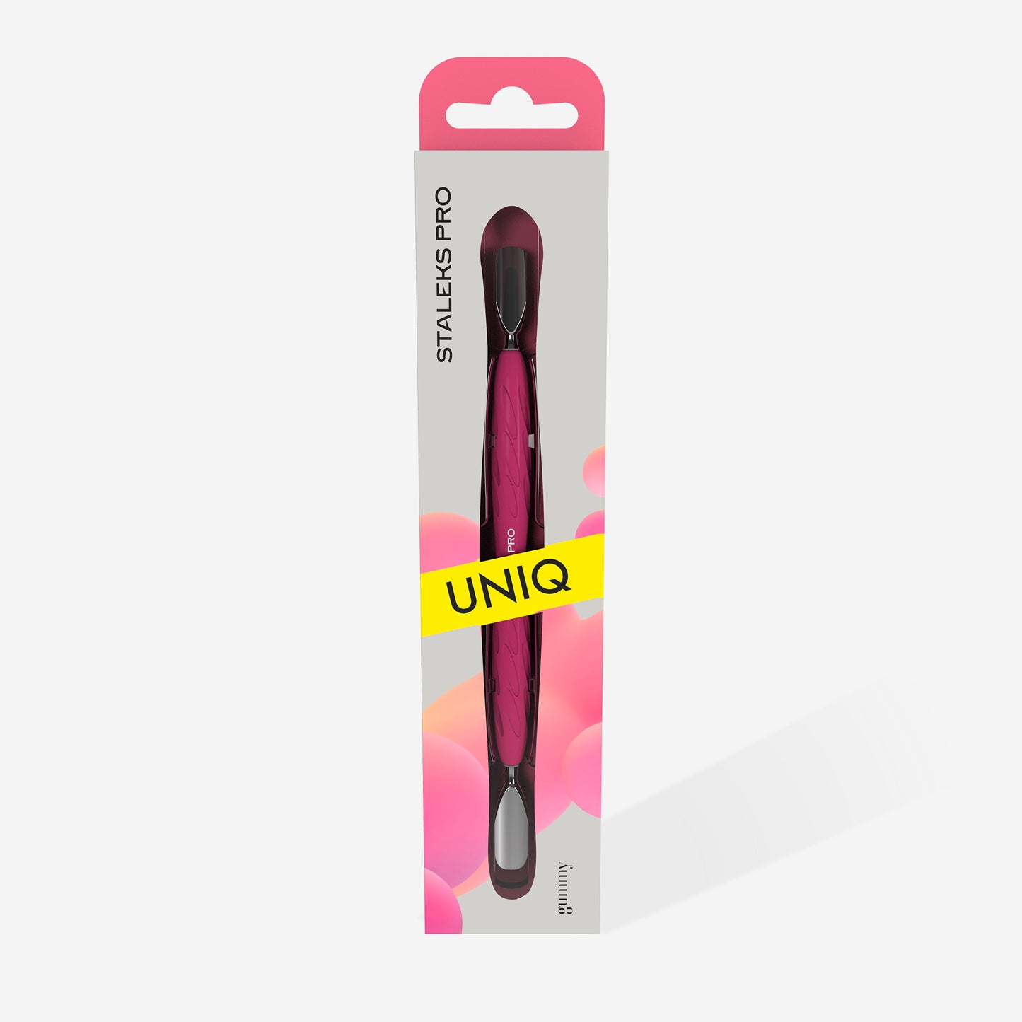 Staleks manicure pusher gummy with silicone handle UNIQ 10 type 1 (rounded wide and rounded narrow pusher)