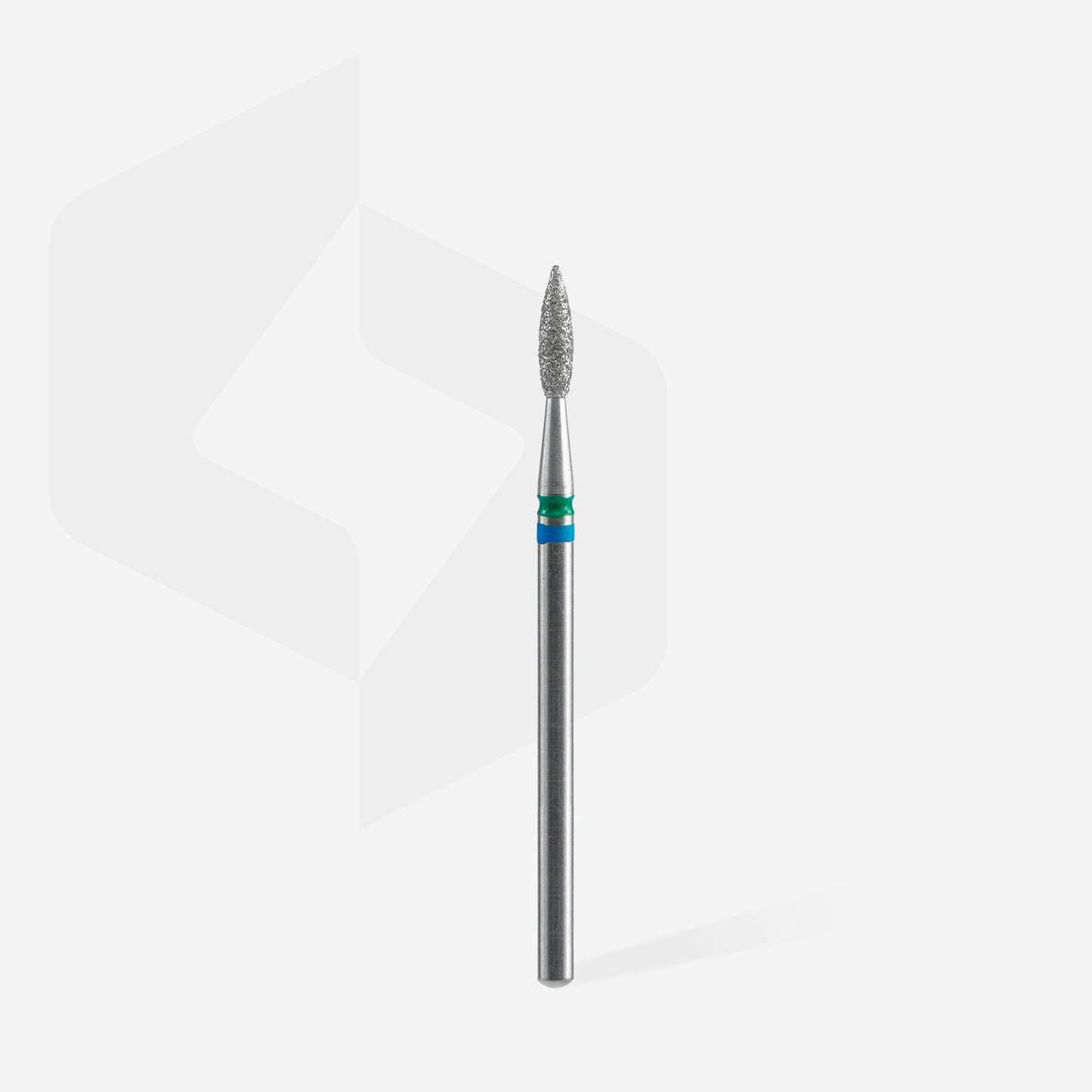 Staleks diamond nail drill bit DUO pointed flame blue-green EXPERT head diameter 2,1 mm / working part 8 mm