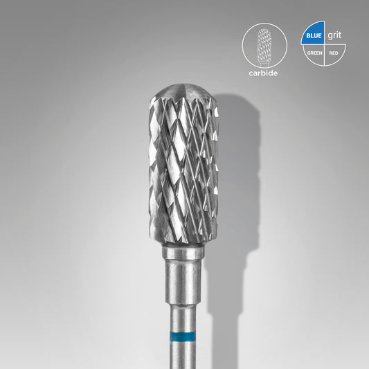 Staleks carbide nail drill bit safe rounded cylinder blue EXPERT head diameter 6mm / working part 14 mm