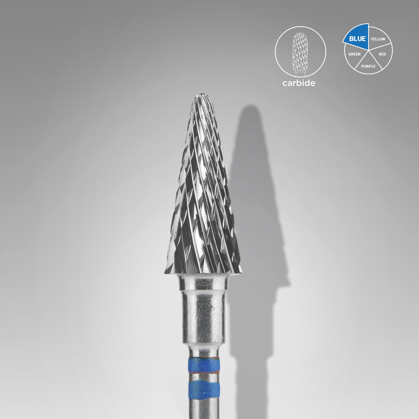 Staleks carbide nail drill bit for left-handed users cone blue EXPERT head diameter 6 mm / working part 14 mm