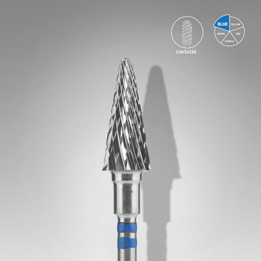 Staleks carbide nail drill bit for left-handed users cone blue EXPERT head diameter 6 mm / working part 14 mm