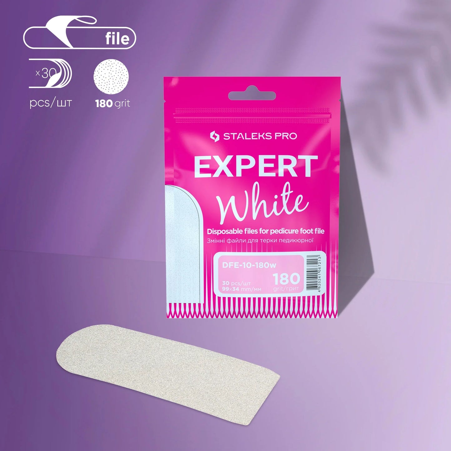Staleks Disposable White Files for Pedicure File EXPERT 10 180 Grit (30 pcs)
