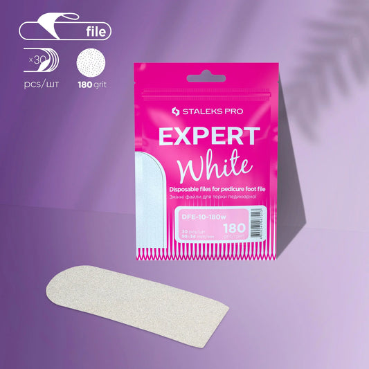 Staleks Disposable White Files for Pedicure File EXPERT 10 180 Grit (30 pcs)