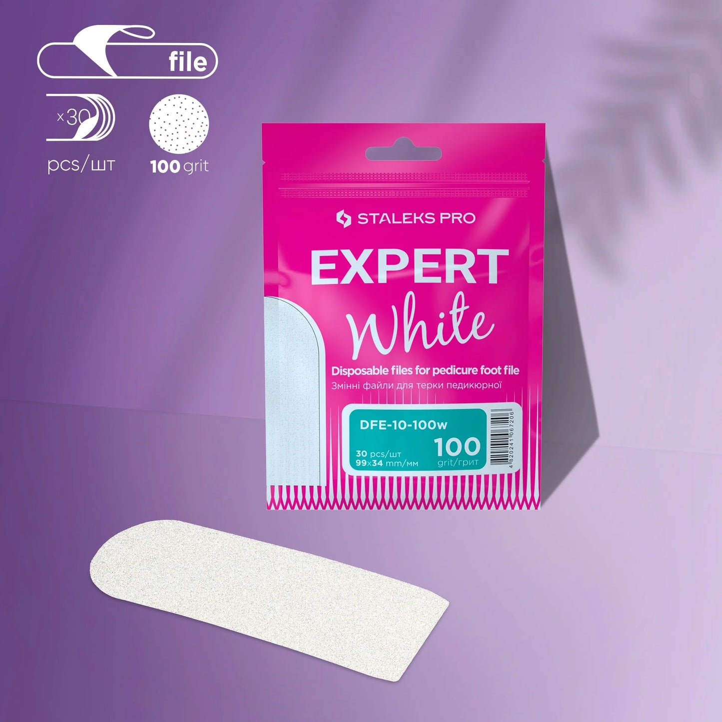 Staleks Disposable White Files for Pedicure File EXPERT 10 100 Grit (30 pcs)