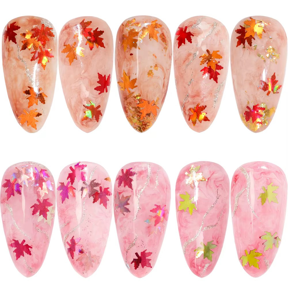 12 Color Fall Leaf Nail Glitter Sequins