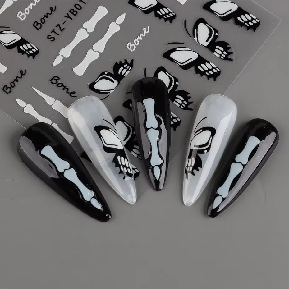 Butterfly Skull Nail Stickers