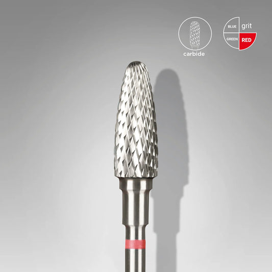 Staleks carbide nail drill bit corn red EXPERT head diameter 5 mm / working part 13 mm