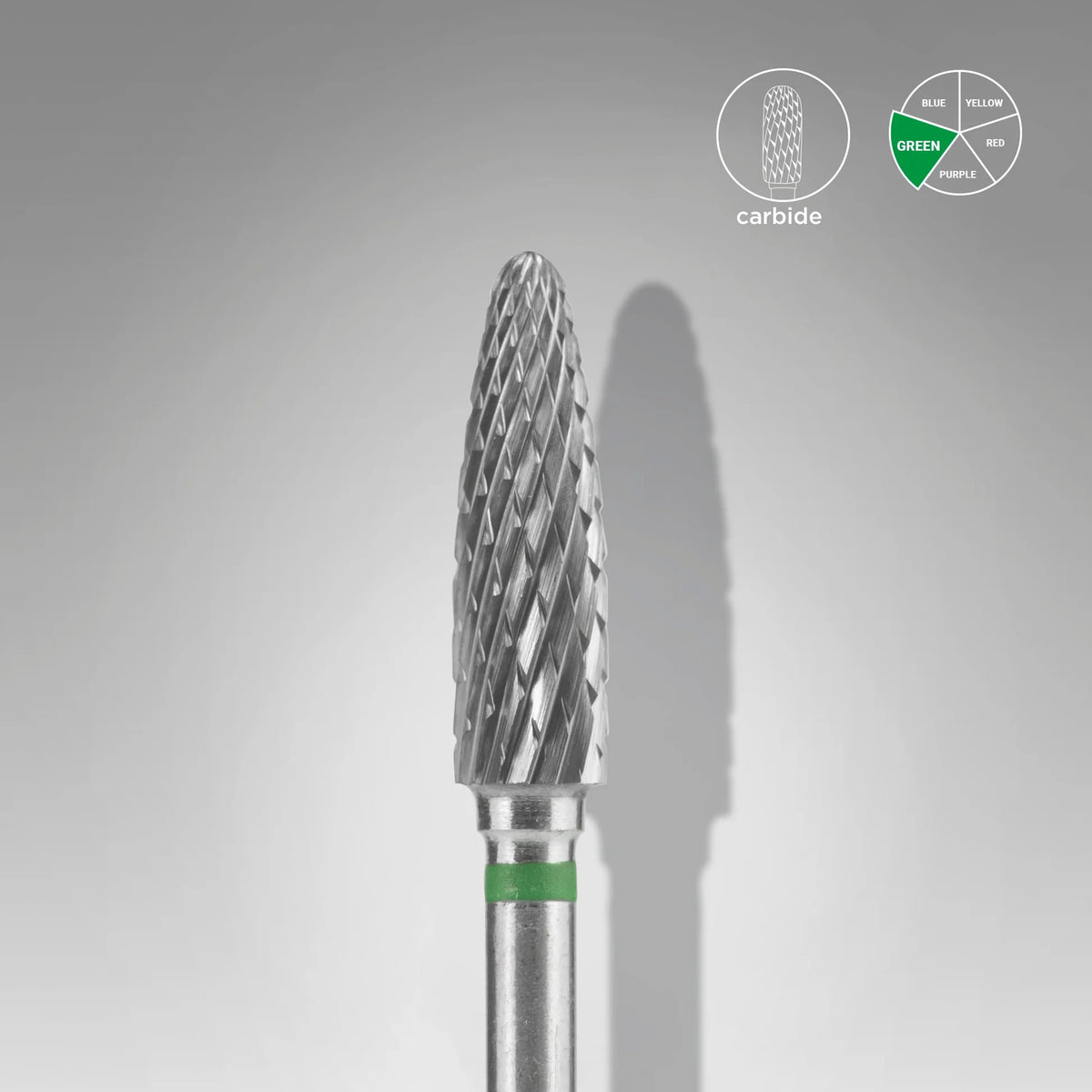 Staleks carbide nail drill bit corn green EXPERT head diameter 4 mm / working part 14 mm