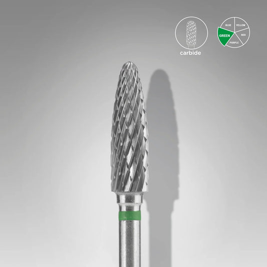 Staleks carbide nail drill bit corn green EXPERT head diameter 4 mm / working part 14 mm