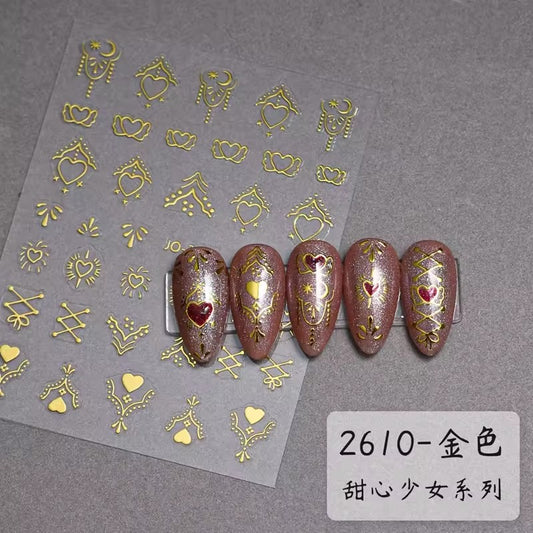 Joyful Nail 2610 - Heart Nail Stickers (Gold)