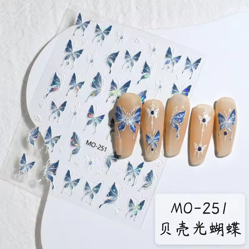 MOSR MO-251 - Butterfly Nail Stickers (Holo Blue)