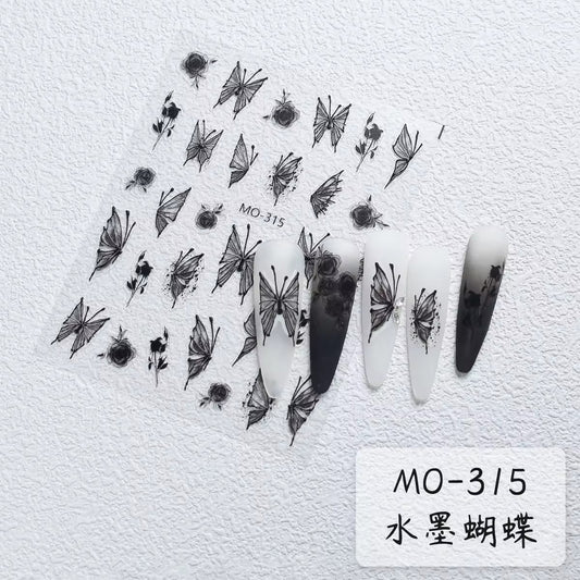 MOSR MO-315 - Butterfly Nail Stickers (Black)