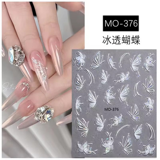 MOSR MO-376 - Butterfly Nail Stickers (Holo White)