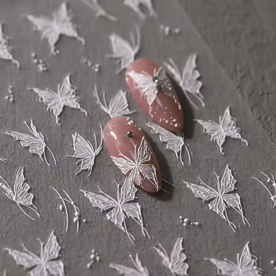 Tensor TS-3609 - Butterfly Nail Stickers (White)