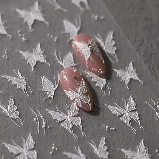 Tensor TS-3609 - Butterfly Nail Stickers (White)