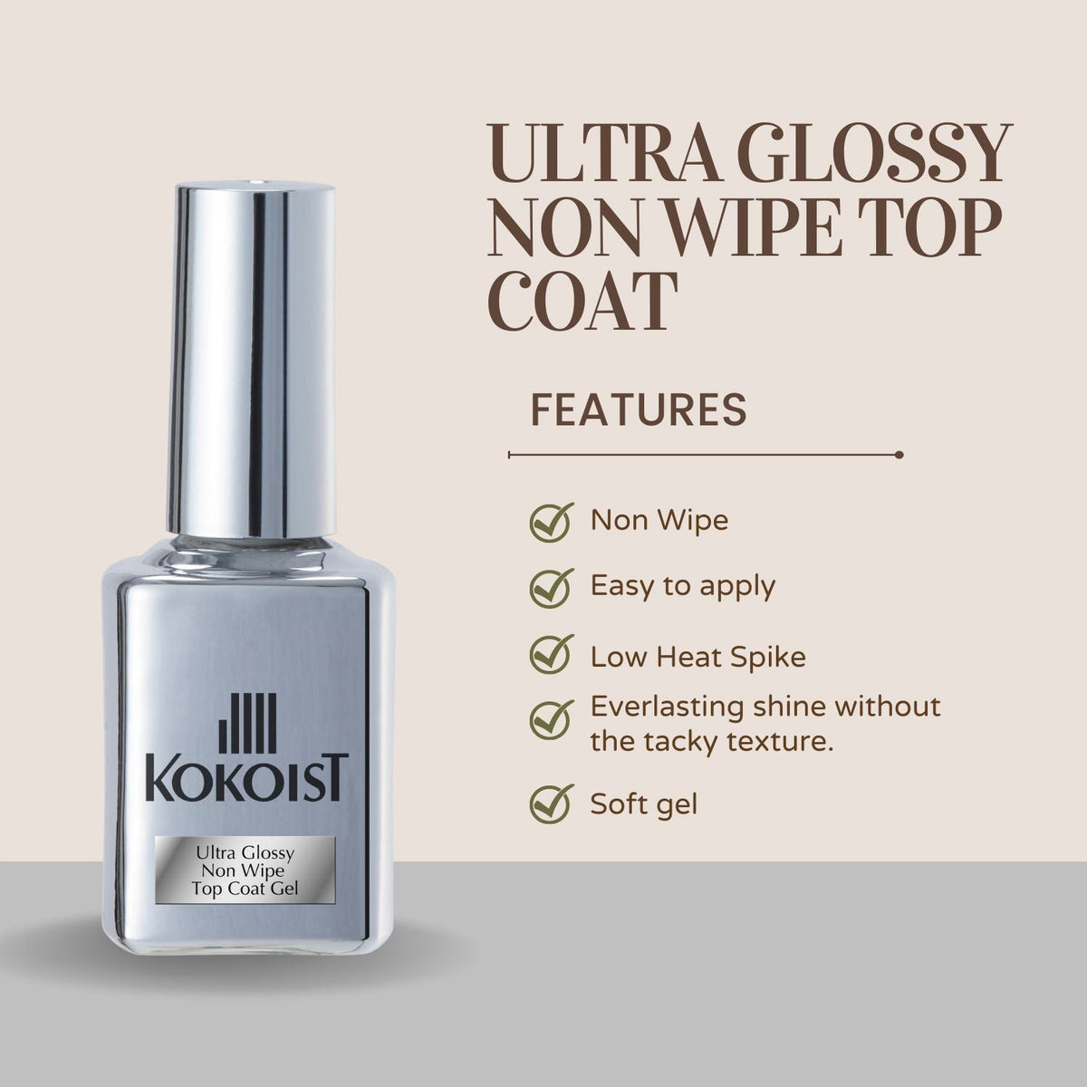 Kokoist - Ultra Glossy Non Wipe Top Coat Gel 15ml